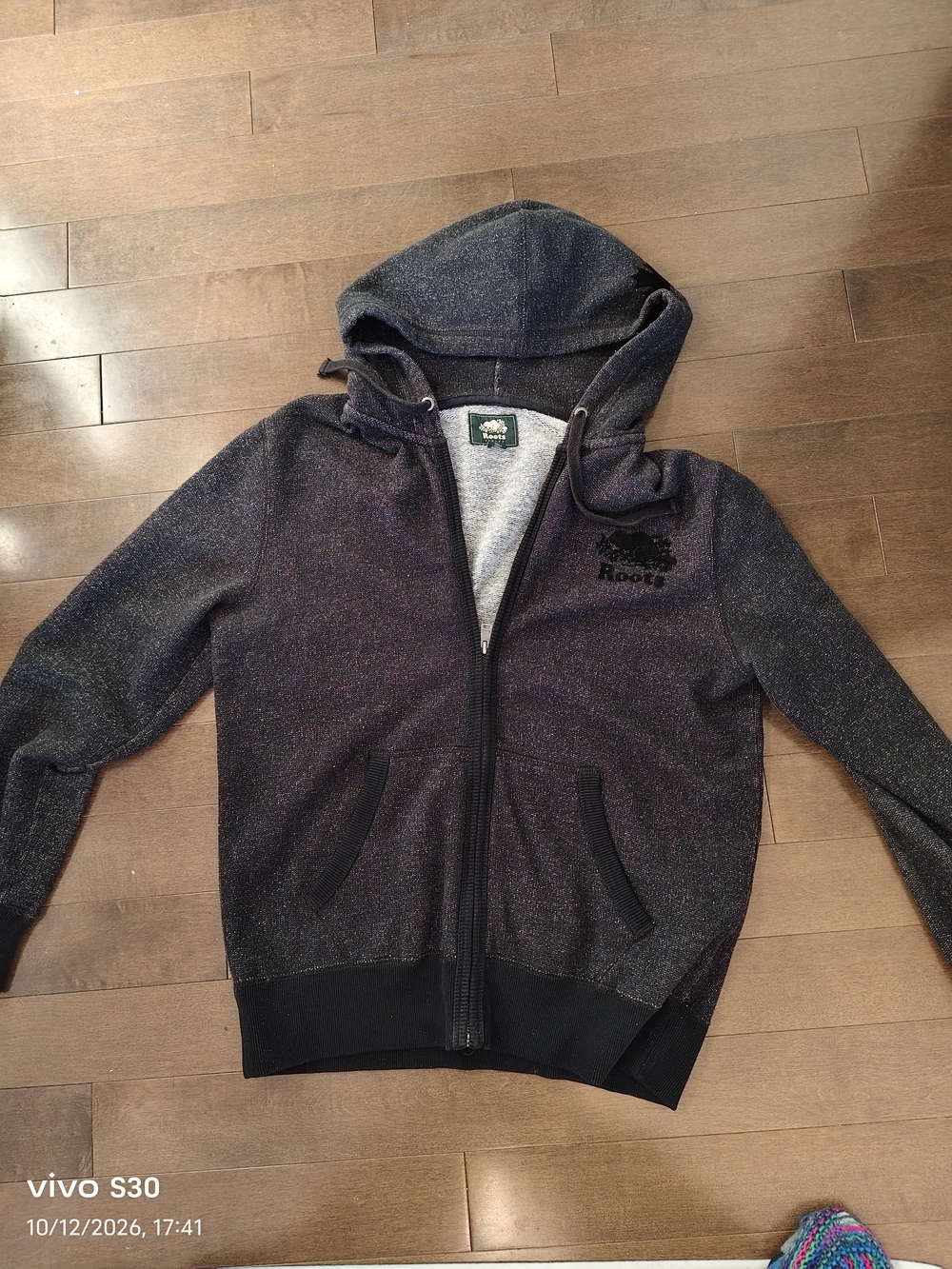 Roots Black Sparkle Zip Hoodie